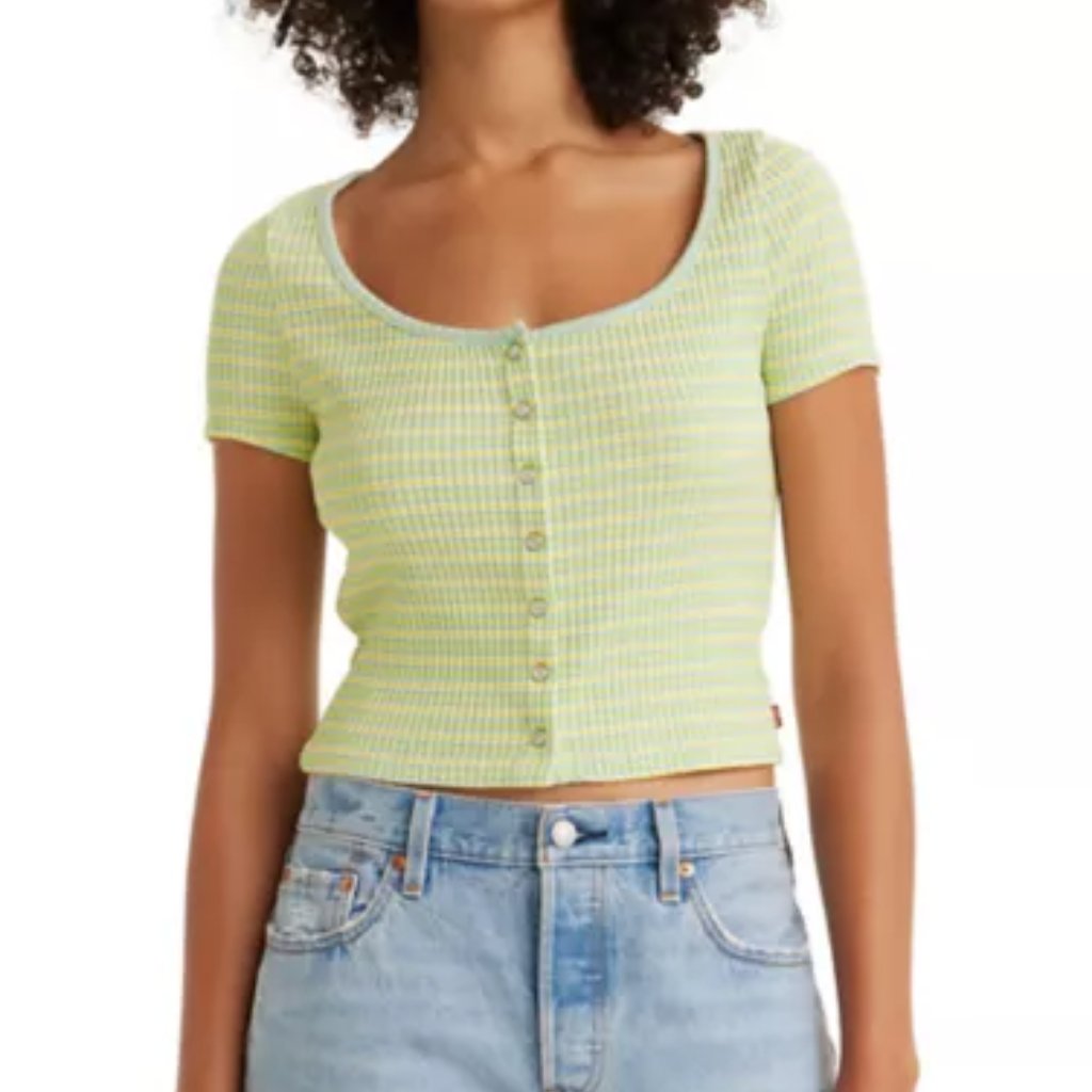 Nwot Levi's Tab Striped Pastel Ribbed Cropped Top